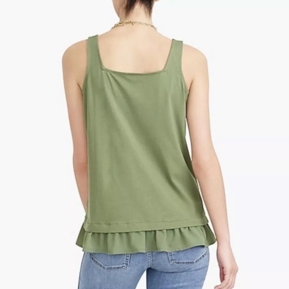 J Crew Tank Green Ruffle Hem Tank Top Shirt Small New With Tags - Picture 3 of 12